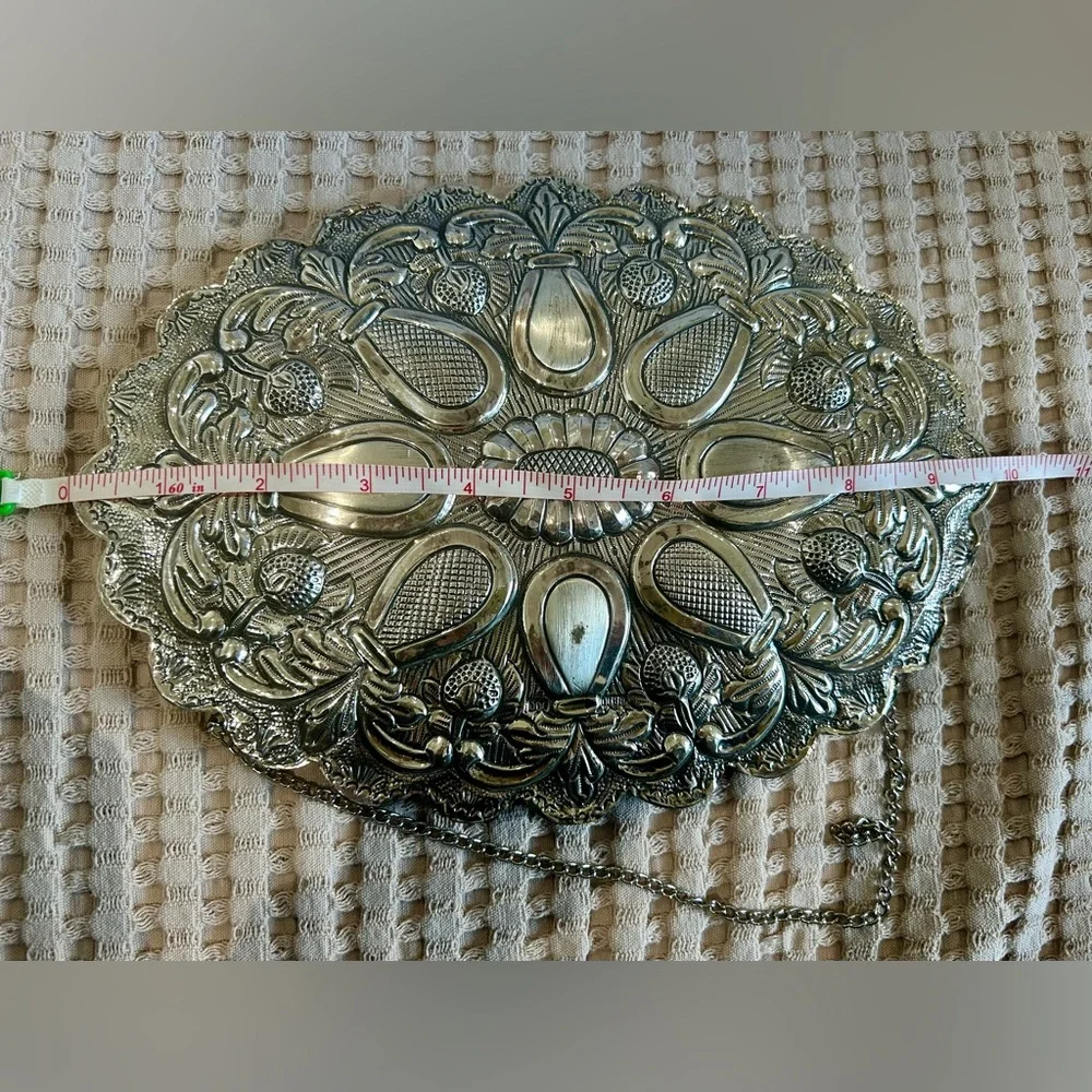 900 Silver Turkish Repousse Wall Mirror by 